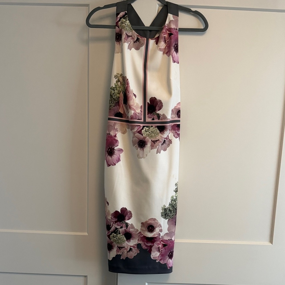 Ted Baker Floral Backless Dress - Purple and Cream